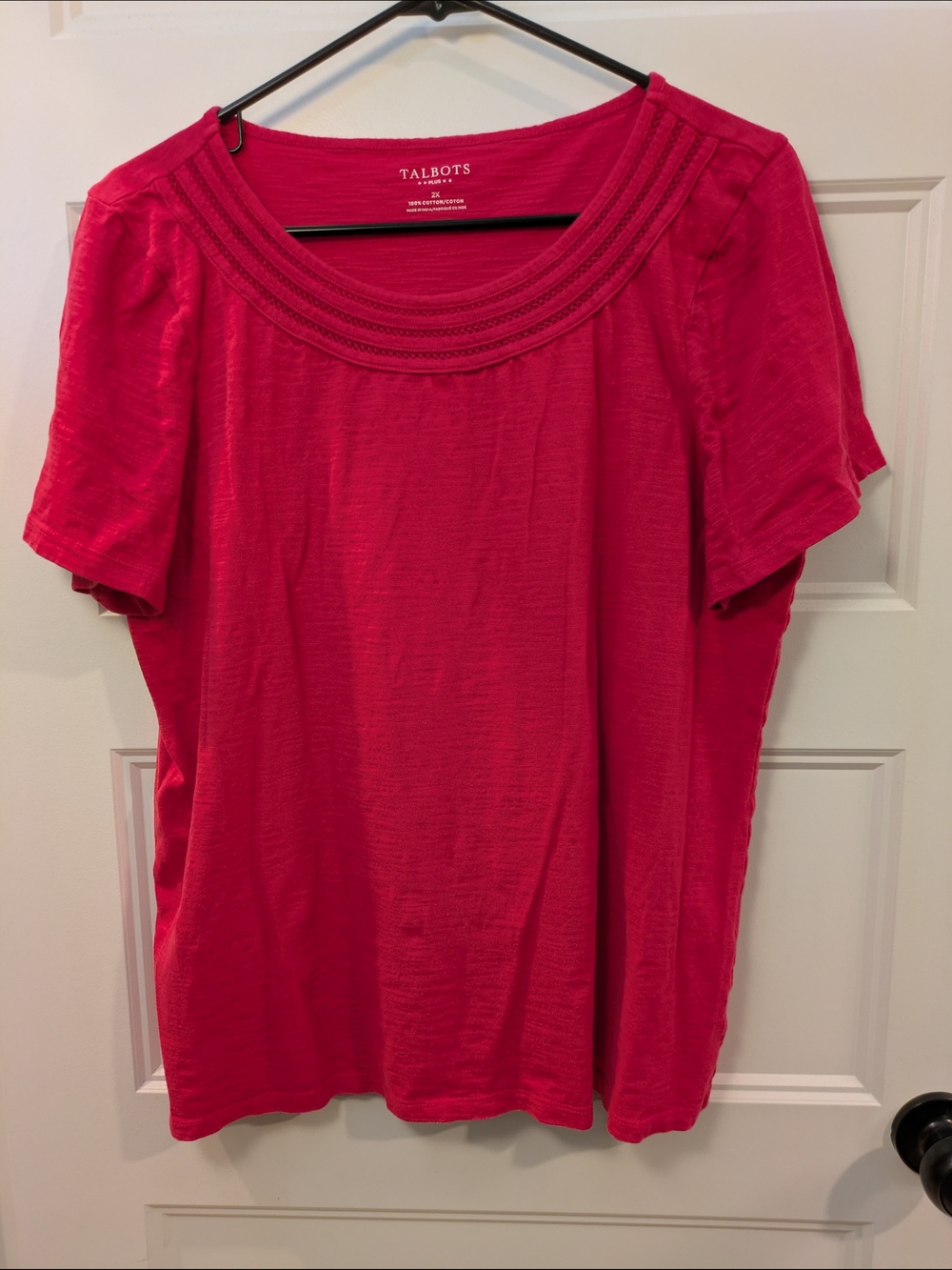 Talbots Hot Pink Short Sleeve Scoop Neck Tee
